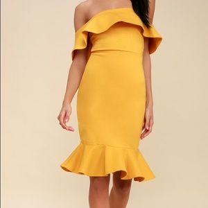 Yellow off the shoulder dress